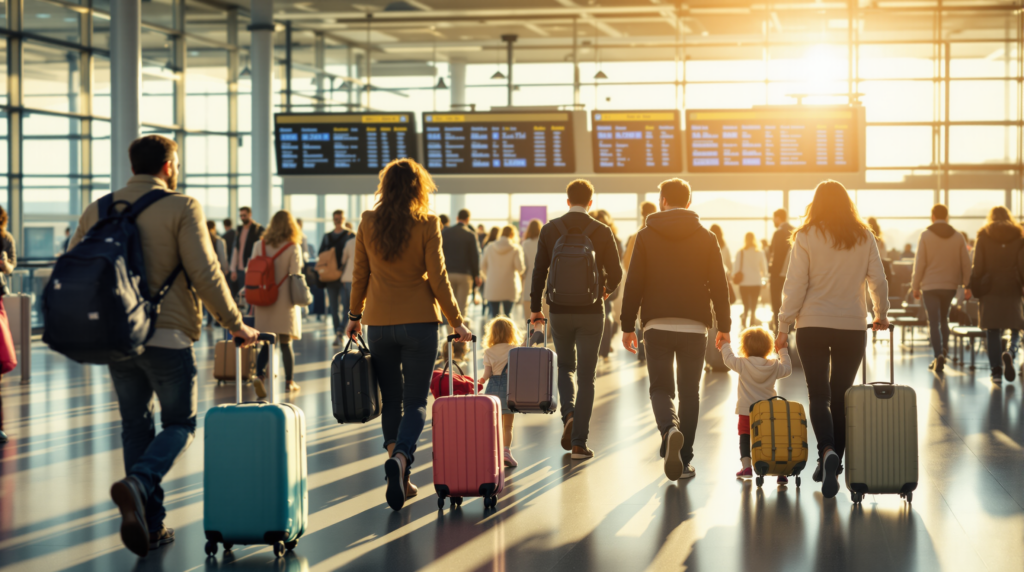 Flughafen mit vielen Flugreisenden, Kompetenzen Info GmbH